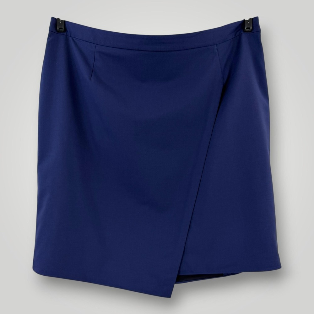 Pari Passu Skirt Womens Size 20 5D Blue Wool Wrap Asymmetric Hem Knee Lngth NWOT